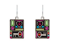 Firefly E246MC Talisman Rectangle Hearts & Stars Earrings Multicolor