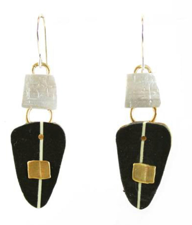 Whitney Designs E3527 Dinner Out Earrings Sterling Silver, Brass, and Polymer Clay