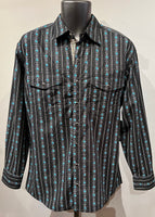 Scully Men’s Western Skull Shirt Black With Turquoise Skulls