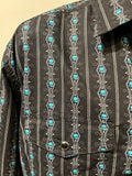 Scully Men’s Western Skull Shirt Black With Turquoise Skulls