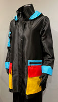 Oopéra J3201W1 Black & Multicolor Trim Stadium Jacket & Raincoat