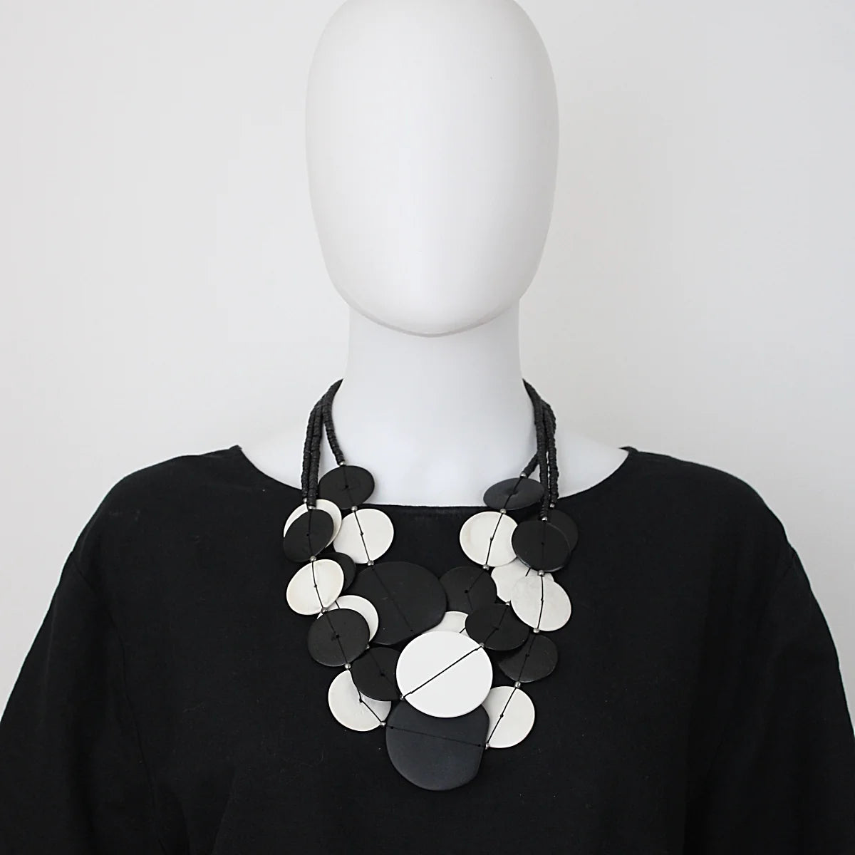 Sylca Black and White Eclipse Necklace
