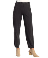 Jess & Jane M100BK Black Mineral Washed Cotton Spandex Lantern Pants