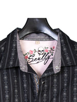 Scully Men’s Western Skull Shirt - Black With White Skulls