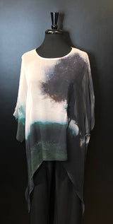 Cocoon House EVENING MIST Silk Top with Long Points