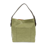 Joy Susan L8008-72S Hobo Bag Eucalyptus With Coffee Handle & Silver Buckle