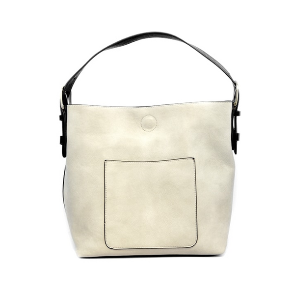 Joy Susan L8008-10 STONE Hobo Bag With Black Handle