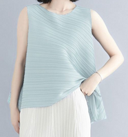 Vanité Couture Soft Mint Pleated Sleeveless Top One Size 81936SM