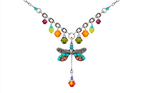 Firefly 8292MC Dragonfly Necklace W/Dangles Multicolor