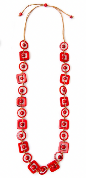 Organic Tagua Jewelry LC1501-RO Irina Necklace Red