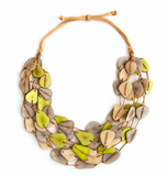 Organic Tagua Jewelry SC298-LI-CO Brittany Necklace Lime Charcoal Gray