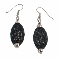 Erica Zap ME1208BS Black Nickel & Silver Oval Mesh Bead Earrings