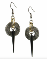 Erica Zap ME1605RBG Mesh Rhodium Black Nickel & Gold Circle & Spike Earrings