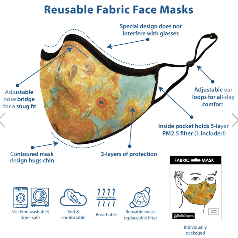 RainCaper VAN GOGH SUNFLOWERS Face Mask
