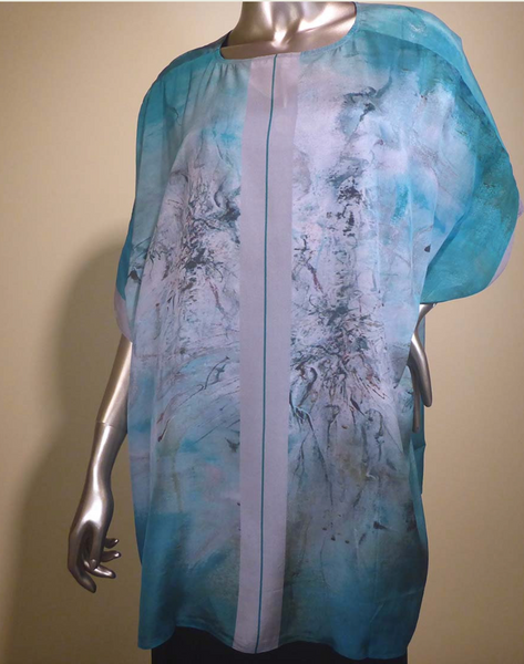 Cocoon House 667333 Teal Cloud One-Size Long Silk Tunic