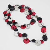 Sylca UN22N08RD Red Black and White Disk Donna Necklace