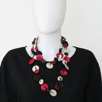 Sylca UN22N08RD Red Black and White Disk Donna Necklace