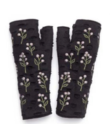 Rising Tide WINTOB WINTERBERRY OBSIDIAN One Size Embroidered Cotton Jersey Fleece Lined Fingerless Gloves