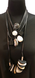 Escape From Paris YNC64N Necklace Adjustable Black Cord With Silver/Gold/Black Discs